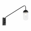 Cling Kace 1 Light Black & Clear Glass Wall Sconce CL2943804